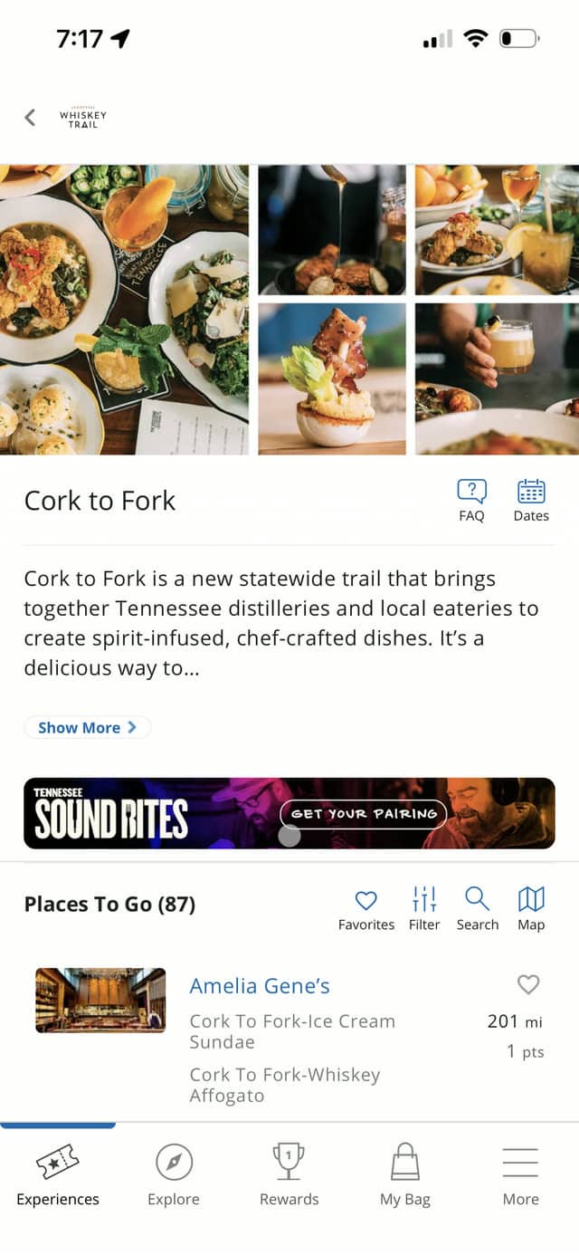 The Cork to Fork passport open on a phone screen